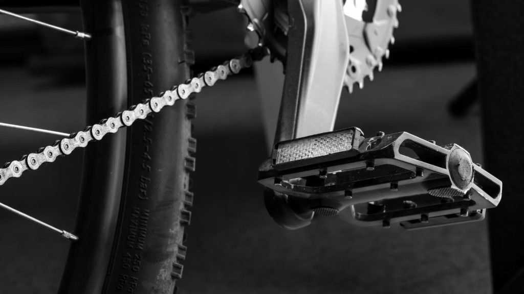 Close up view of mountain bike pedal
