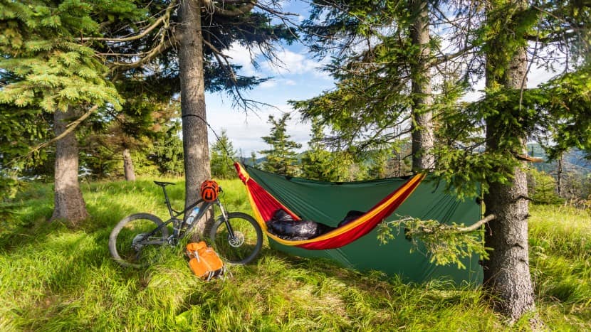 Bikepacking with a hammock in the summer
